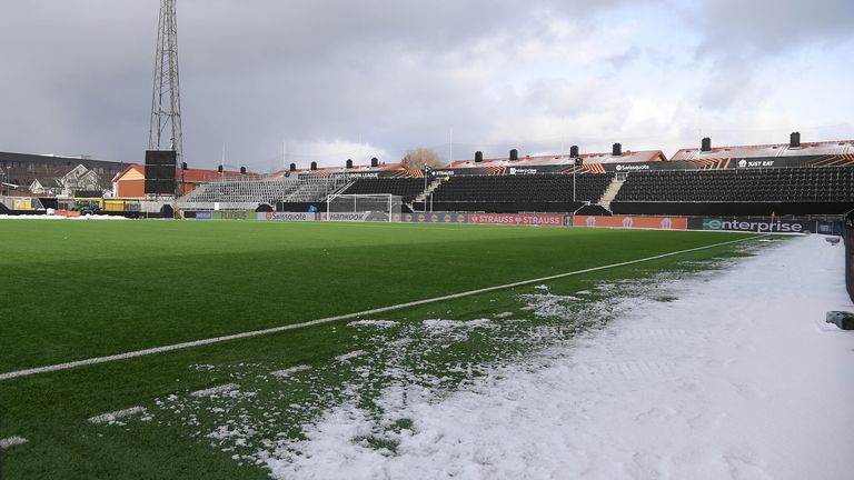 Bodo, Norway - April 9: A general overview of the Aspmyra Stadium during an SS Lazio training session and press conference prior to their UEFA Europa League 2024/25 quarter final first leg match on April 9, 2025 in Bodo, Norway. (Photo by Marco Rosi - SS Lazio/Getty Images)