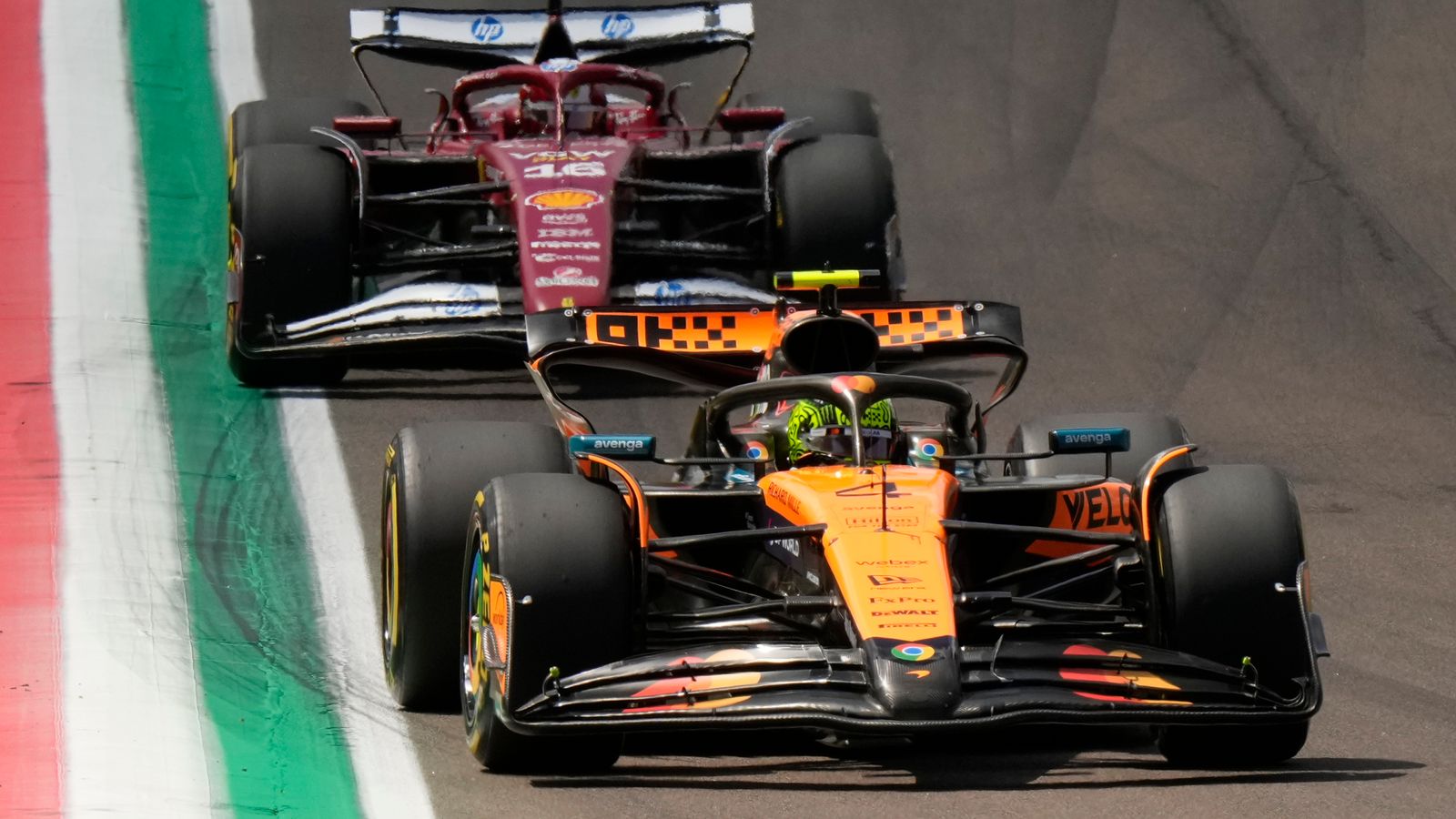 Lando Norris ahead of Charles Leclerc in Imola practice