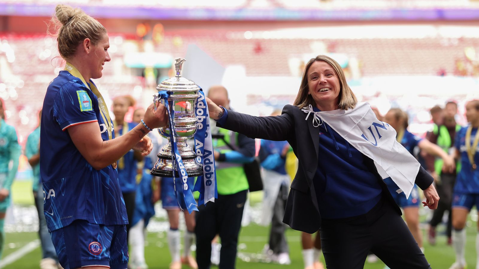 Sonia Bompastor and Millie Bright