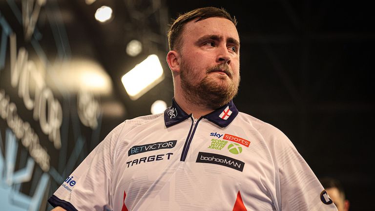 Luke Littler during England's defeat against Germany at the World Cup in Dart (picture: Jenny Segers, PDC Europe)