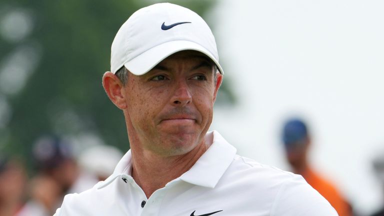 Rory McIlroy, from Northern Ireland, stands on the 11th green after putting during the last round of the US Open Golf Tournament at Oakmont Country Club on Sunday 15 June 2025, in Oakmont, Pa. (AP Photo/Gene J. Puskar)